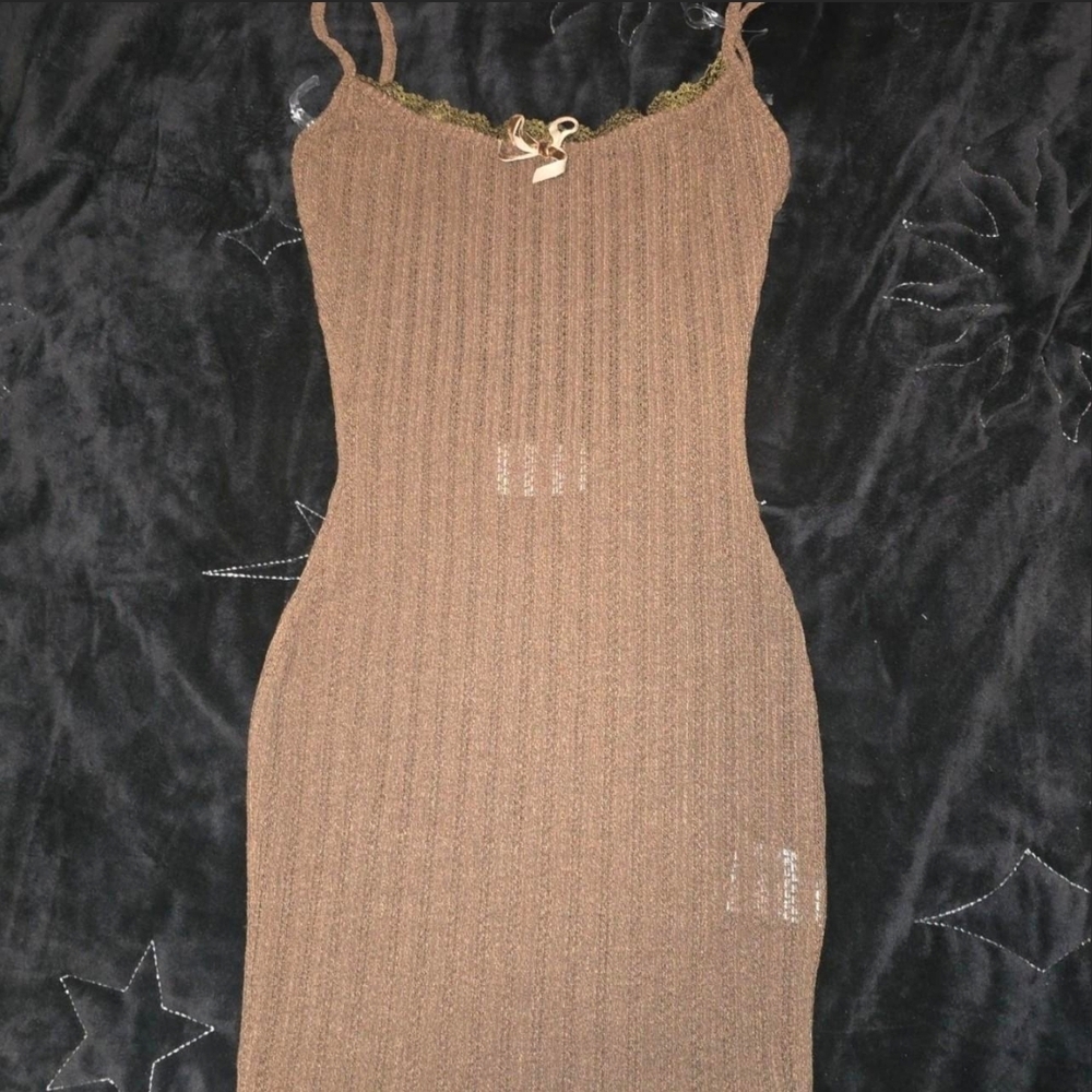 New Pink Brown Slip Dress